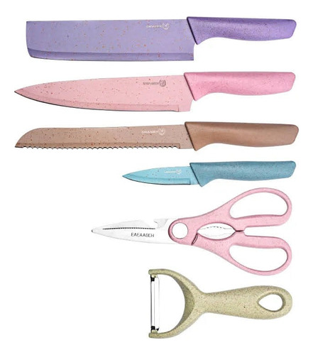 Set De Cuchillos Ceramica Cocina 6 Piezas Utensilios Pastel