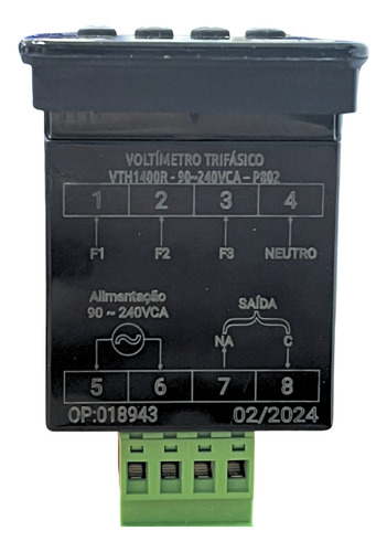 Voltímetro Digital Trifásico Vth1400r P802 90-240vca Tholz
