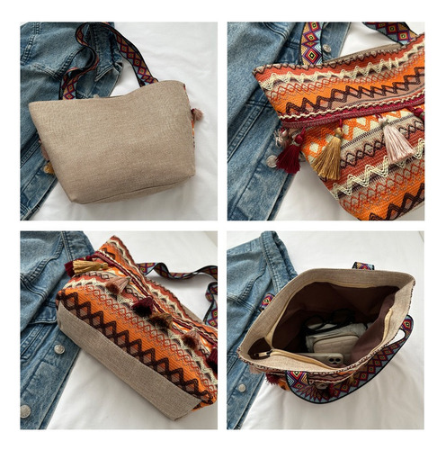 Bolso De Mano Bohemio Con Borlas Para Mujer, Estilo Casual