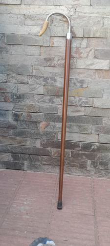 Baston Antiguo De Madera De Fresno Con Asta De Sierv Y Metal Marrón Oscuro (Usado)