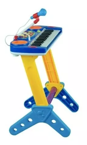 Piano Musical Infantil Microfone Banquinho Função Gravação