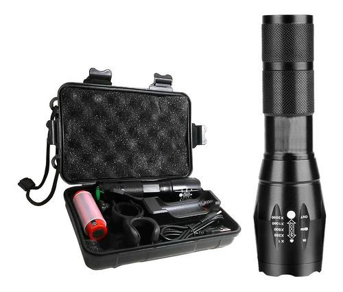 Imagen 1 de 10 de Linterna Táctica Militar Led Multiuso Caza Camping Carga Usb