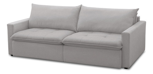 Sofá Cama Retrátil Reclinável Sala 208cm Lari Veludo Cinza