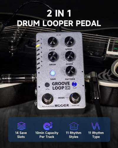 Mooer Groove Looper Pedal Drum Machine Stereo Guitar Loop...