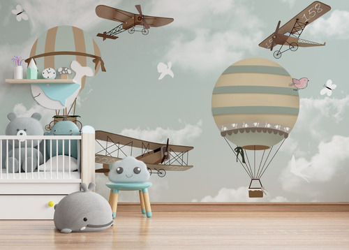 Vinilos Decorativos Mural Infantil Empapelado Globo Celeste