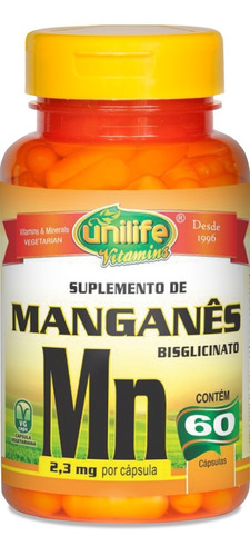 Manganês Mn Unilife Vitamins (60 Vcaps) 500mg Vegan