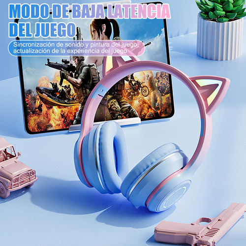 Auriculares Orejas De Gato Bluetooth Inalámbrico Led Rgb