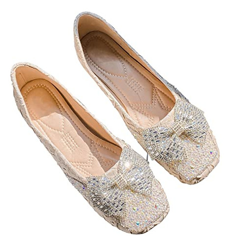 Sailing Lu Crystals Flats Shoes Bowknots B B09sg88hlg_020424