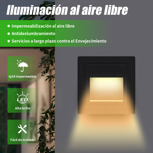 Jwj 5pcs Aplique Cuadrado Led 3w Luz Cálidos