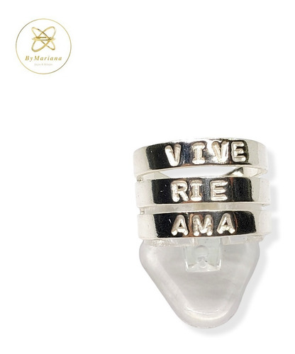 Imagen 5 de 10 de Anillo Plata Vive Rie Ama
