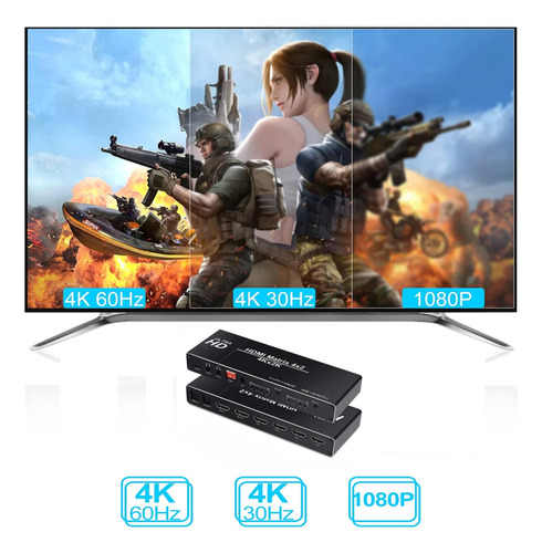 Switch Matrix Hdmi 4x2 4k Control Remoto