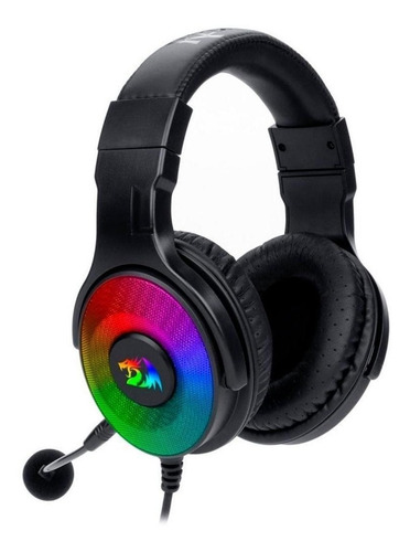 Audífonos gamer Redragon Pandora 2 negro con luz rgb LED