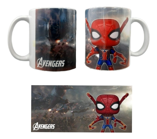 Taza Spiderman Tipo Funko Pop Con Caja Decorada, 325ml.