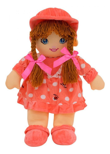 Boneca Rosa Círculos Com Chapéu 60cm
