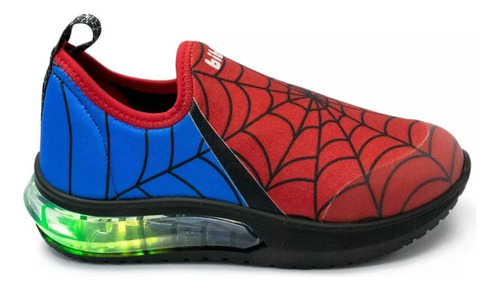 Zapatillas Con Luces Led Spider Man Bibi Niños Del 21 Al 30.
