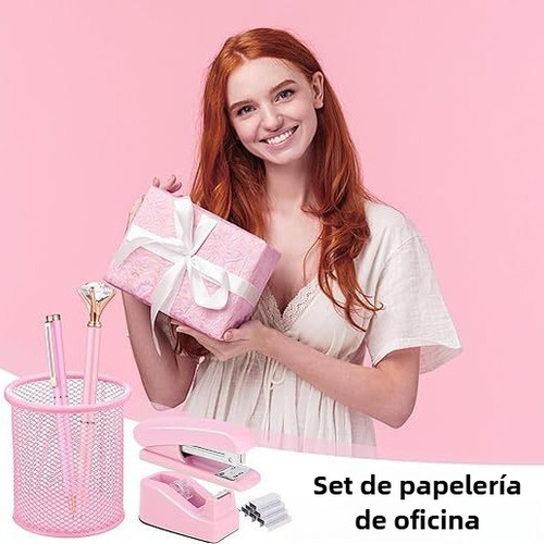 Conjunto De 13 Peças De Material De Escritório Rosa Para