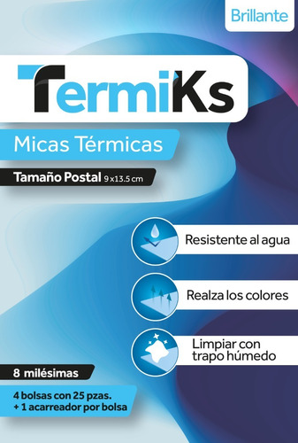 Mica Termica Tamaño Postal 8ml (100 Pzas) Termiks 9x13.5 Cm