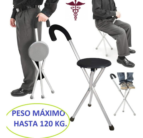 Bastón Con Asiento Super Liviano Aluminio Reforzado