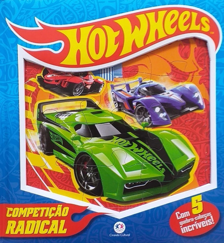 Livro Hot Wheels Com 5 Quebra Cabeça Competição Radical