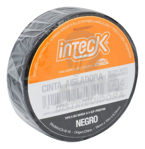 Cinta Aisladora Negro Pvc 18mm X 10 Metros