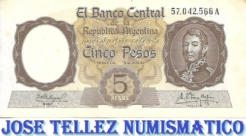 Bottero 1924 $ 5 Moneda Nacional Serie A Mb+ Palermo