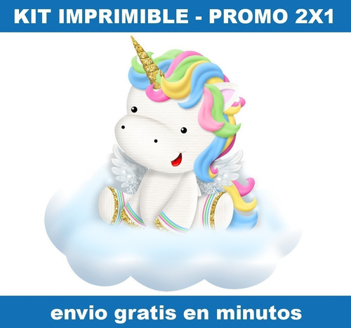 Kit Imprimible Unicornio 1 Candy Bar Promo 2x1