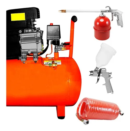 Compresor Aire Lusqtoff 50lt 2.5hp Kit Set 5 Piezas Pistola