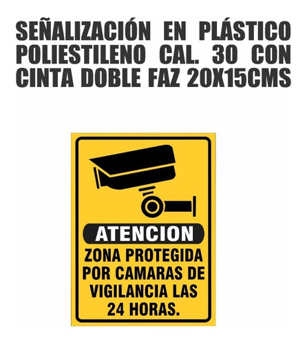 Kit 5und Señales Aviso Letrero Plástico Camara De Vigilancia