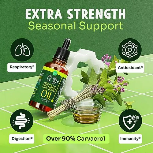 Aceite De Oregano Maju, 90%+ Carvacrol (2 Fl Oz) - Refuerzo