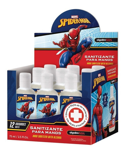 Caja X72 Alcohol En Gel Spiderman 75ml Algabo