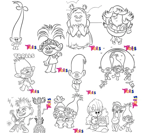 desenho para colorir trolls