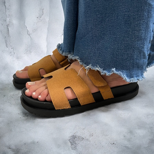 Sandalias Mujer Planas Cómodas Bajas Negras Sin Plataforma