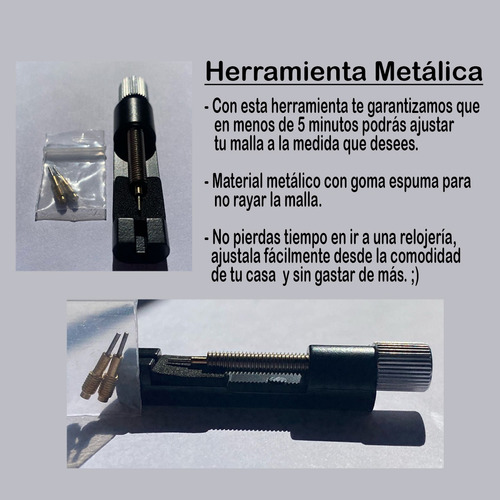 Correa Metalica Classic Para Apple Watch + Herramienta Negro 38/40/41 Mm 2.2 Cm