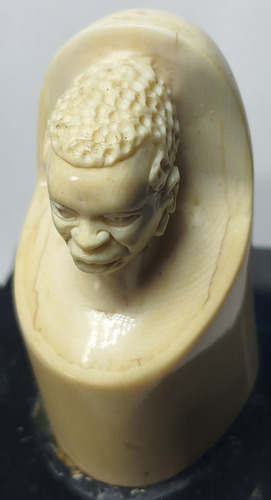Antigua Figura Talla Africano Punta De Colmillo No Hueso Marfil (Usado)