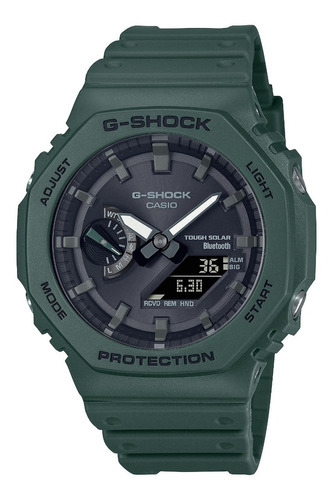 Reloj Casio Ga-b2100-3a Gshock Bluetooth Tough Solar Color de la malla Verde Color del fondo Negro