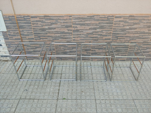 4x Cubos Exhibidores Vidriera Caño Cromado Y Cobre 33x38 Cm (Usado)