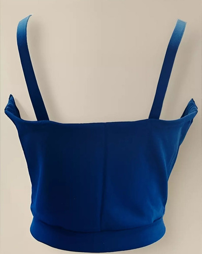 Blusa Top Largo Elastizado Con Push Up Premiun Azul Francia/pedreria L