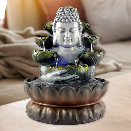 Fuente De Mesa De Buda Fengshui Cascada Patio Base Marrón