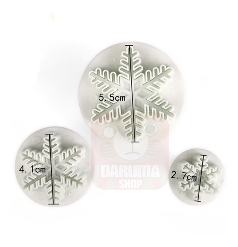 Imagen 2 de 8 de Cortante X3 Expulsor Copo Nieve Frozen Cookie Fondant Belgrano