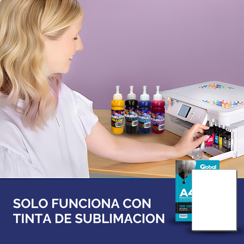 Papel A4 Para Sublimar Y Estampar - 95% Transferencia - 210 X 297 Mm - 100 Gramos - Resma De 100 Hojas - Marca Global Electronics