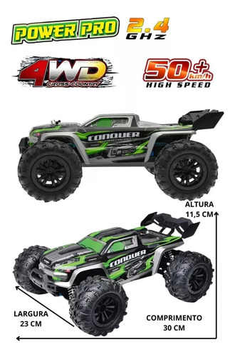 Buggy Elétrico Rc Conquer 50 Km/h - Controle Remoto Azul