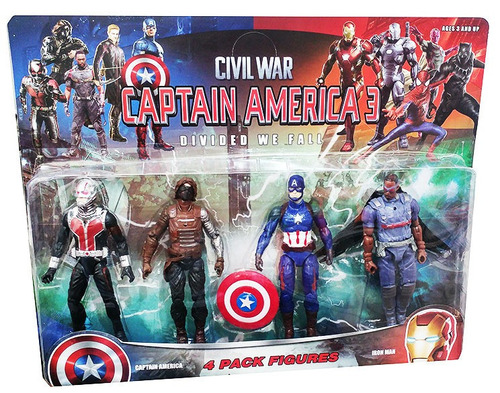 Kit 4 Bonecos Capitão America Civil War Avengers 