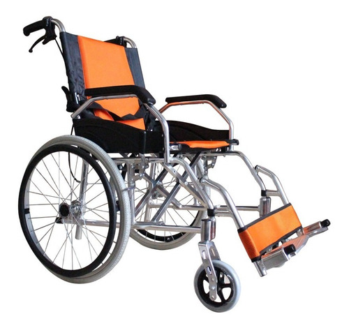 Silla De Ruedas Ligera Aluminio Llanta Neumatica Frenos Color Naranja