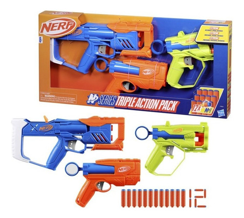 Lanzador Nerf N Series Triple Action Pack Con 12 Dardos