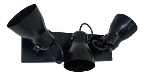 Aplique Spot Económico De Chapa 3 Luces Base Rectangular