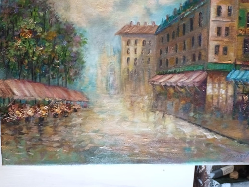 Cuadro Calle Paris Al Oleo 30x40 