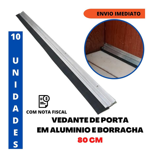 Vedante Porta Em Alumínio Rodinho 80cm Protege Inseto Pó H2o