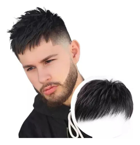 Para Peluca Corta Y Recta Con Flequillo Para Hombre /
