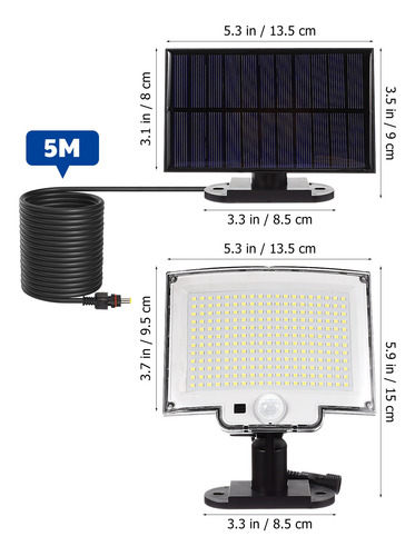 Lámpara Solar De Pared Exterior De 228 Led, Con Sensor De Lu