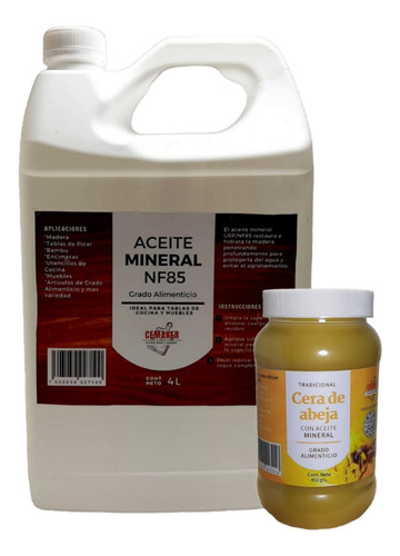 Cera De Abeja Y 4l Aceite Mineral Para Madera G. Alimenticio